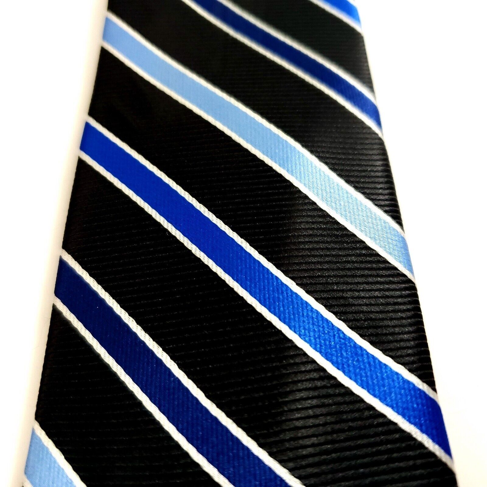 Chaps Chaps Boys Black Blue Striped Skinny Polyester Tie Size ONE SIZE - 2 Thumbnail