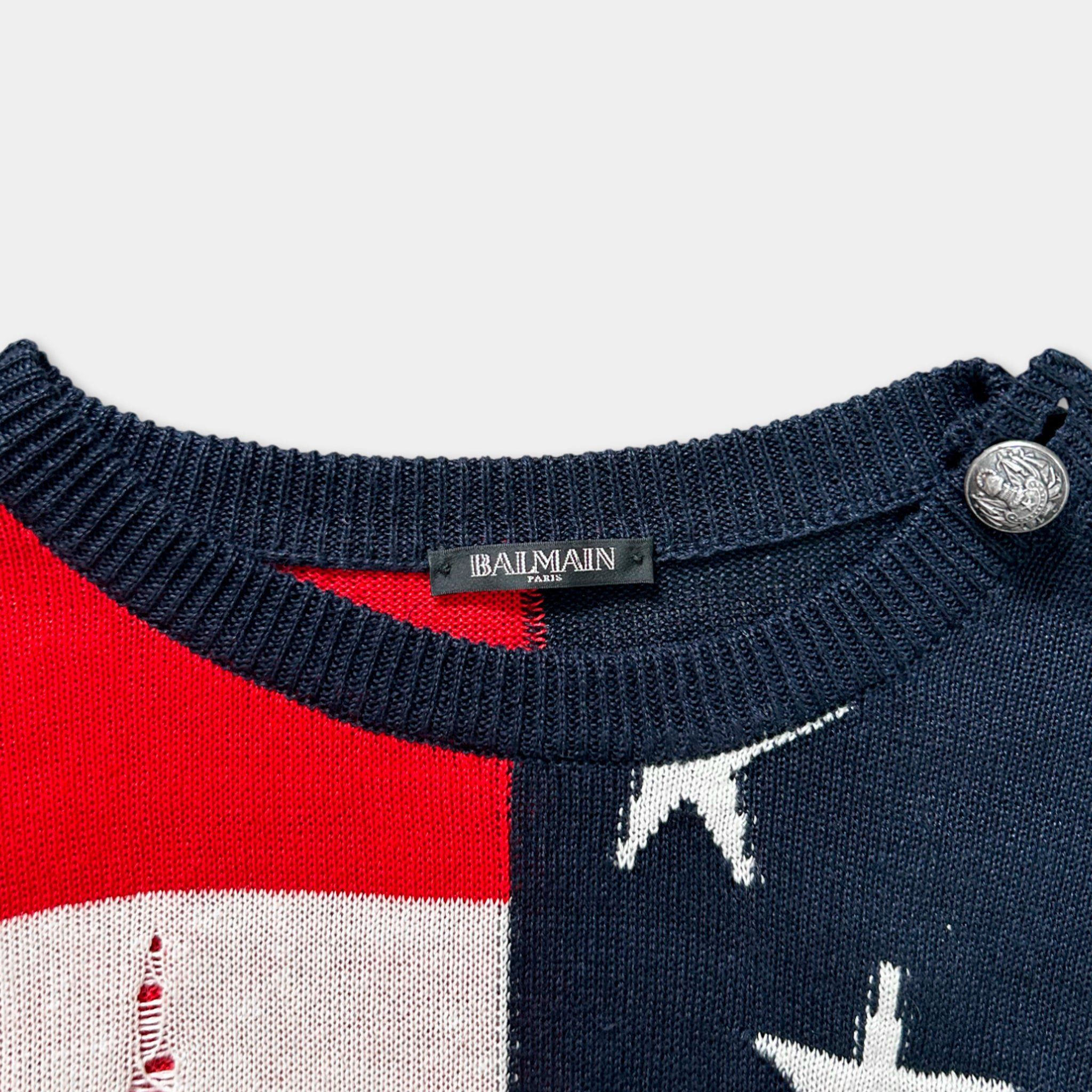 Balmain Balmain SS16 USA Flag Red White Striped Runway Sweatshirt Size US M / EU 48-50 / 2 - 4 Thumbnail