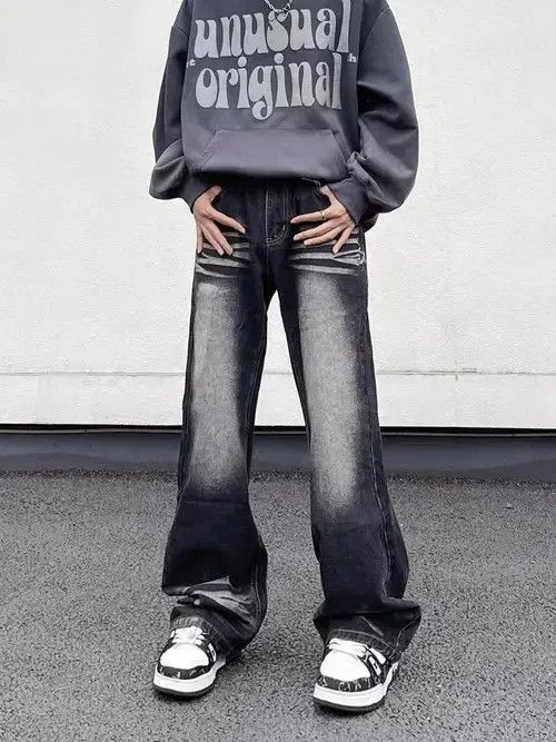 Japanese Brand Vintage washed draped straight-leg jeans Size US 32 / EU 48 - 4 Thumbnail