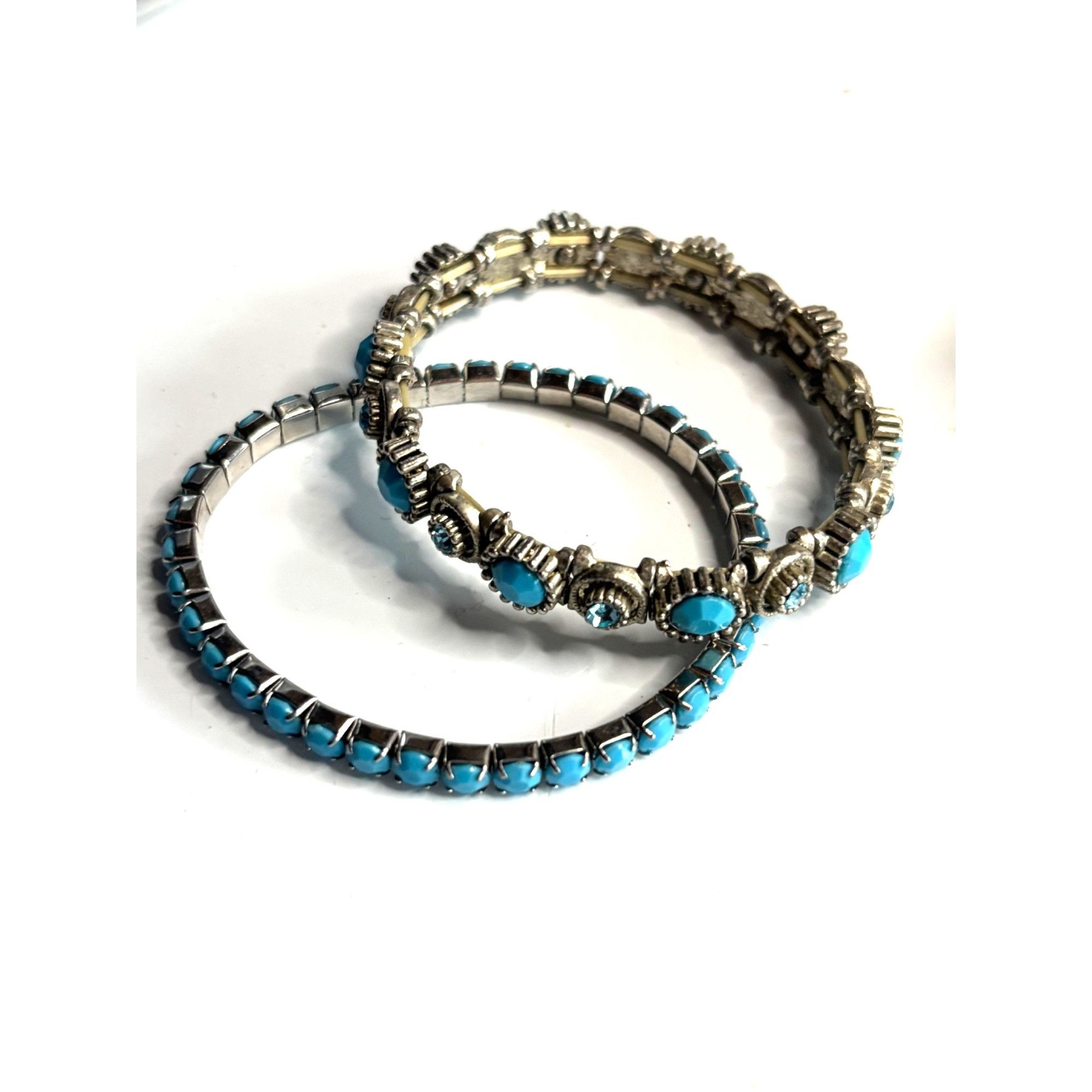 Other Turquoise & Silver-Tone Stretch Bracelets Set Of 2 Size ONE SIZE - 1 Thumbnail