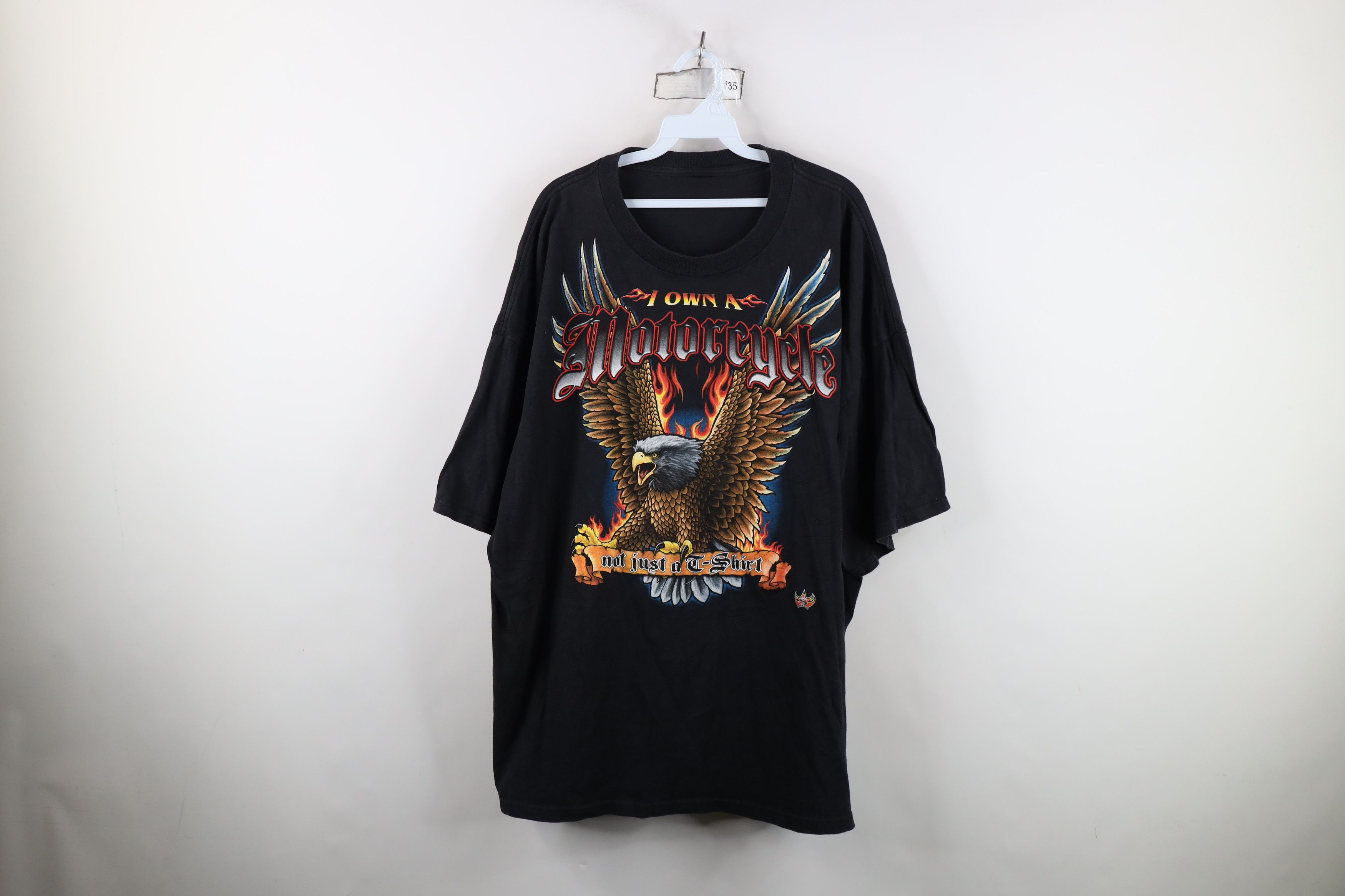 Vintage Vintage Y2K Streetwear Motorcycle Fire Flames T-Shirt Black Size US XXL / EU 58 / 5 - 1 Thumbnail