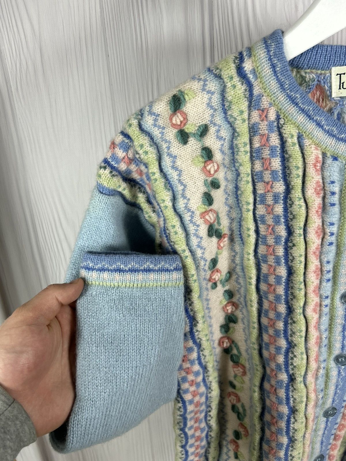 Vintage Vintage Tulchan 1998 Wool Cardigan Floral Size M/L S/S 98 Size L / US 10 / IT 46 - 5 Thumbnail