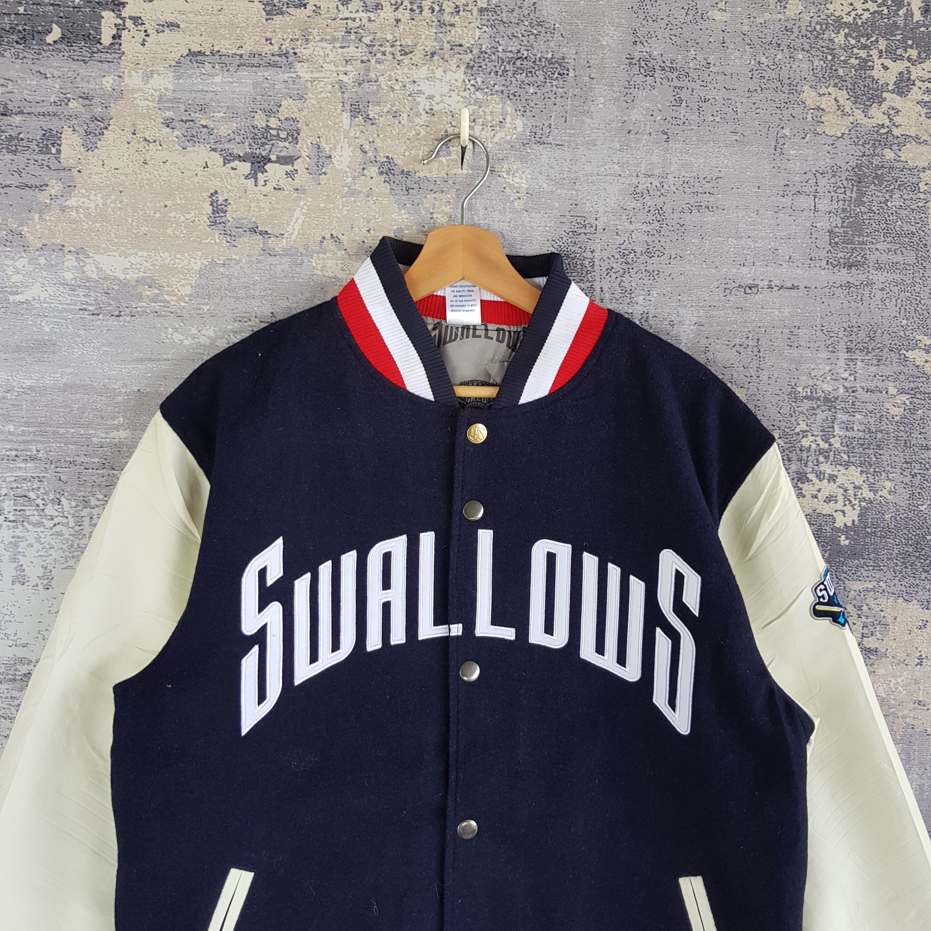 Majestic × Vintage Vintage Majestic Varsity Jacket Swallow Crew Wool Jacket Size US L / EU 52-54 / 3 - 2 Thumbnail