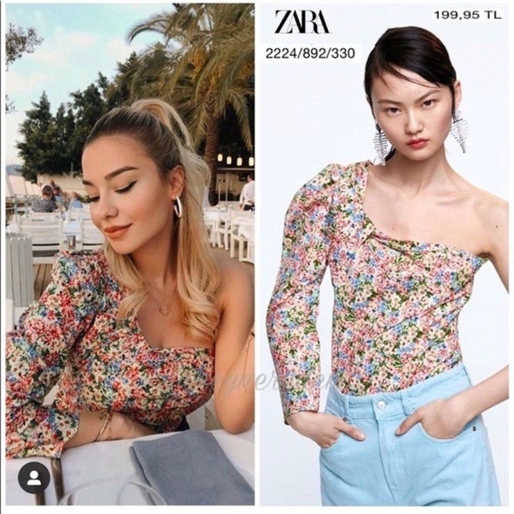 Zara 🦋 BLOGGERS FAVORITE 🦋 ZARA ASYMMETRICAL PRINTED TOP SIZE Size M / US 6-8 / IT 42-44 - 8 Thumbnail
