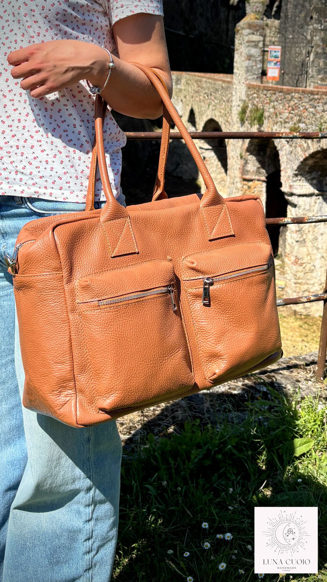 Vera Pelle Leather Travel Bag, Duffel Bag, Weekender bag Size ONE SIZE - 4 Thumbnail