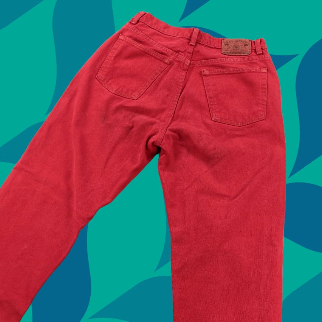 Gap vtg usa made GAP loose fit tapered denim jeans sz 10 LONG / 29x32 red 80s 90s Size 32" / US 10 / IT 46 - 1 Thumbnail