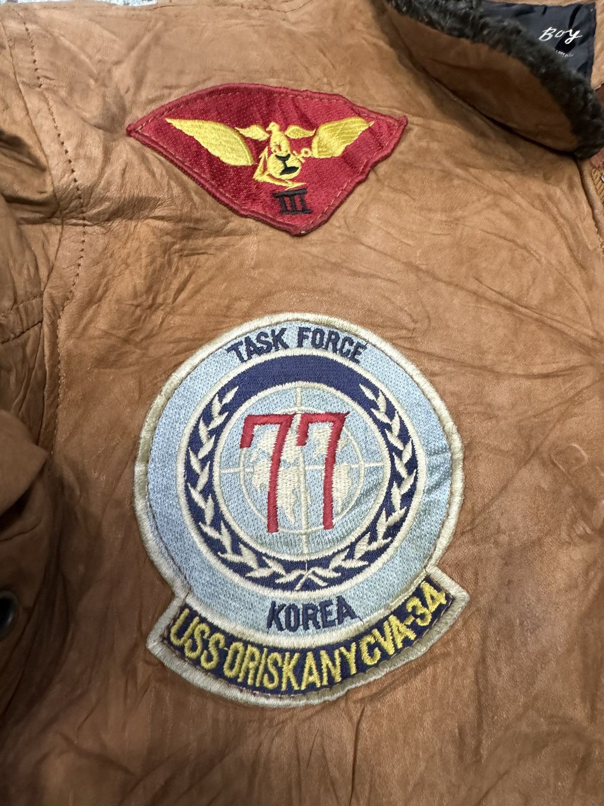 Vintage VINTAGE LAMB SKIN KOREAN TASK FORCE 77 LEATHER JACKET Size US L / EU 52-54 / 3 - 11 Thumbnail
