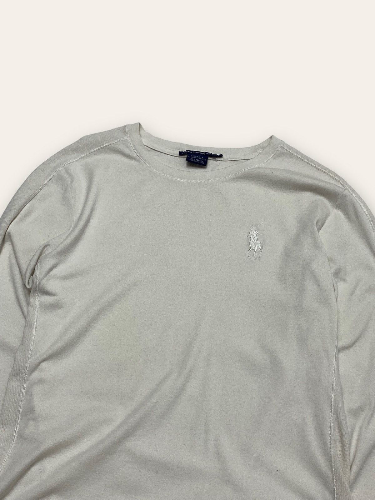 Ralph Lauren 90s Vintage RALPH LAUREN US Made White Big Logo Longsleeve Size M / US 6-8 / IT 42-44 - 2 Thumbnail