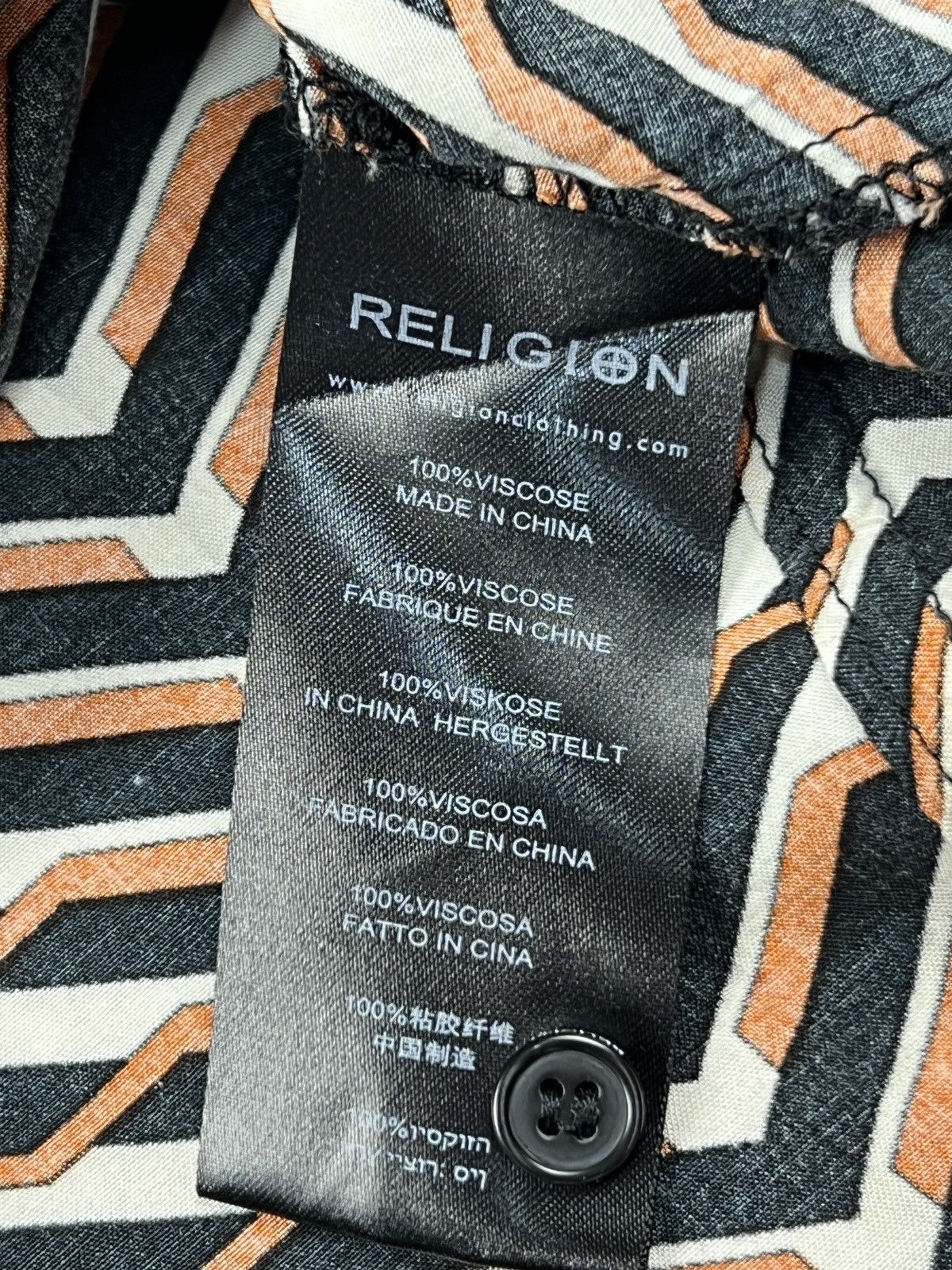 Allsaints Religion Camp Collar Geometric Print S/S Viscose Shirt Size US M / EU 48-50 / 2 - 7 Thumbnail