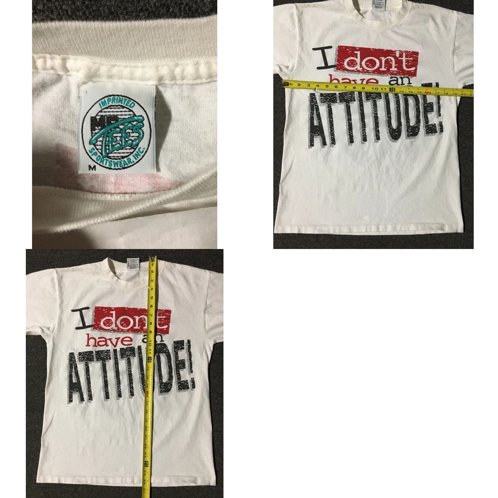 Vintage VINTAGE Dont Have An Attitude Im Just Good Soccer Shirt M White 90s Funny Grunge AOP Single Stitch Mens T-Shirt Hard Tex Size US M / EU 48-50 / 2 - 8 Thumbnail