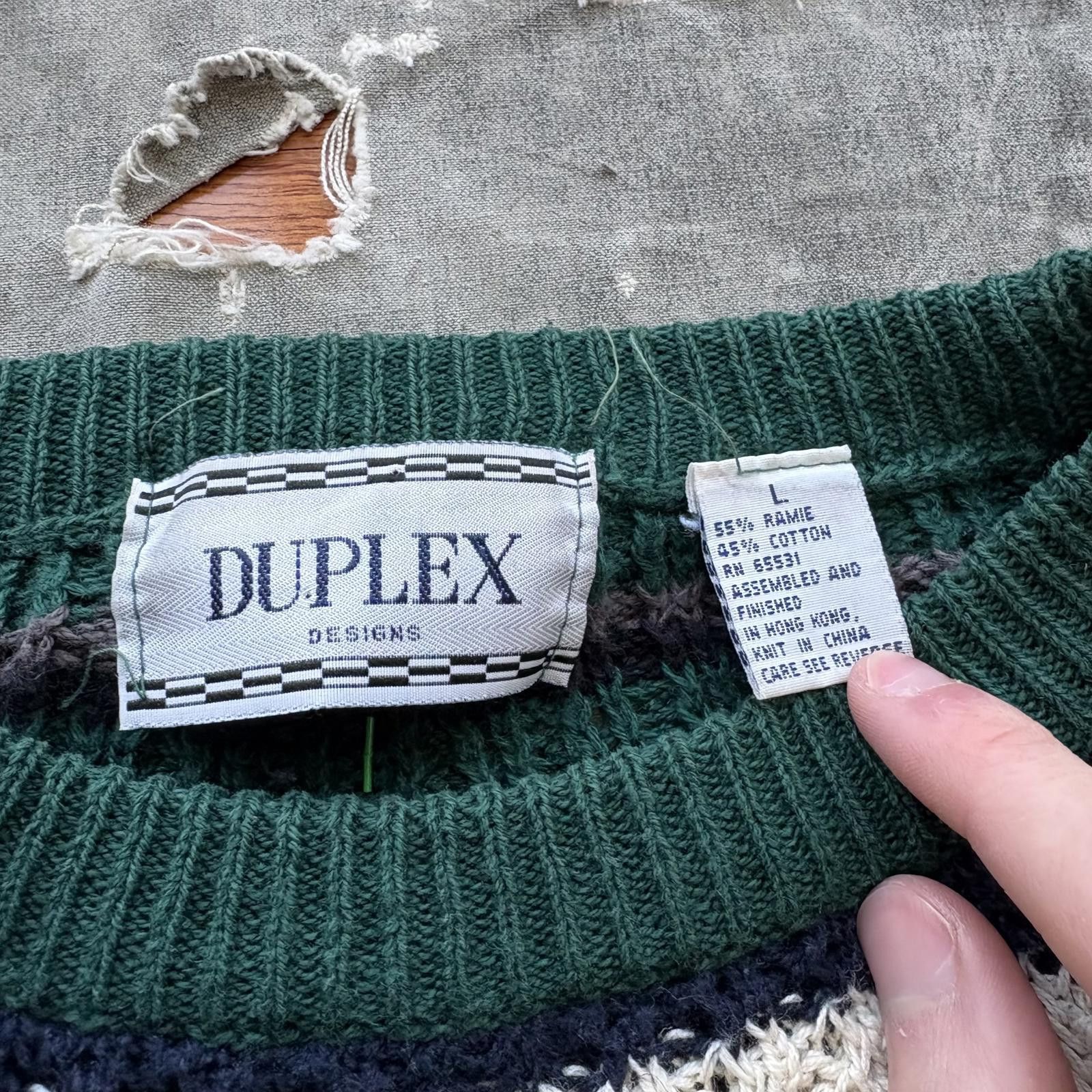 Vintage Vintage 80s 90s Forest Green Striped Grunge Knit Sweater Size US L / EU 52-54 / 3 - 2 Thumbnail