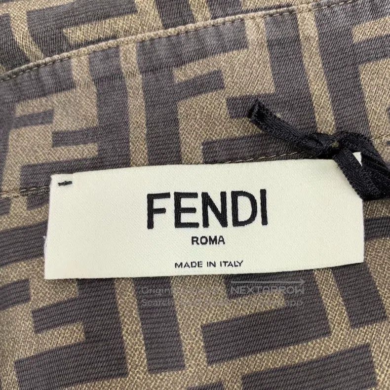 Fendi Fendi Dark brown logo letter all-over print silk collar si Size XS / US 0-2 / IT 36-38 - 5 Thumbnail