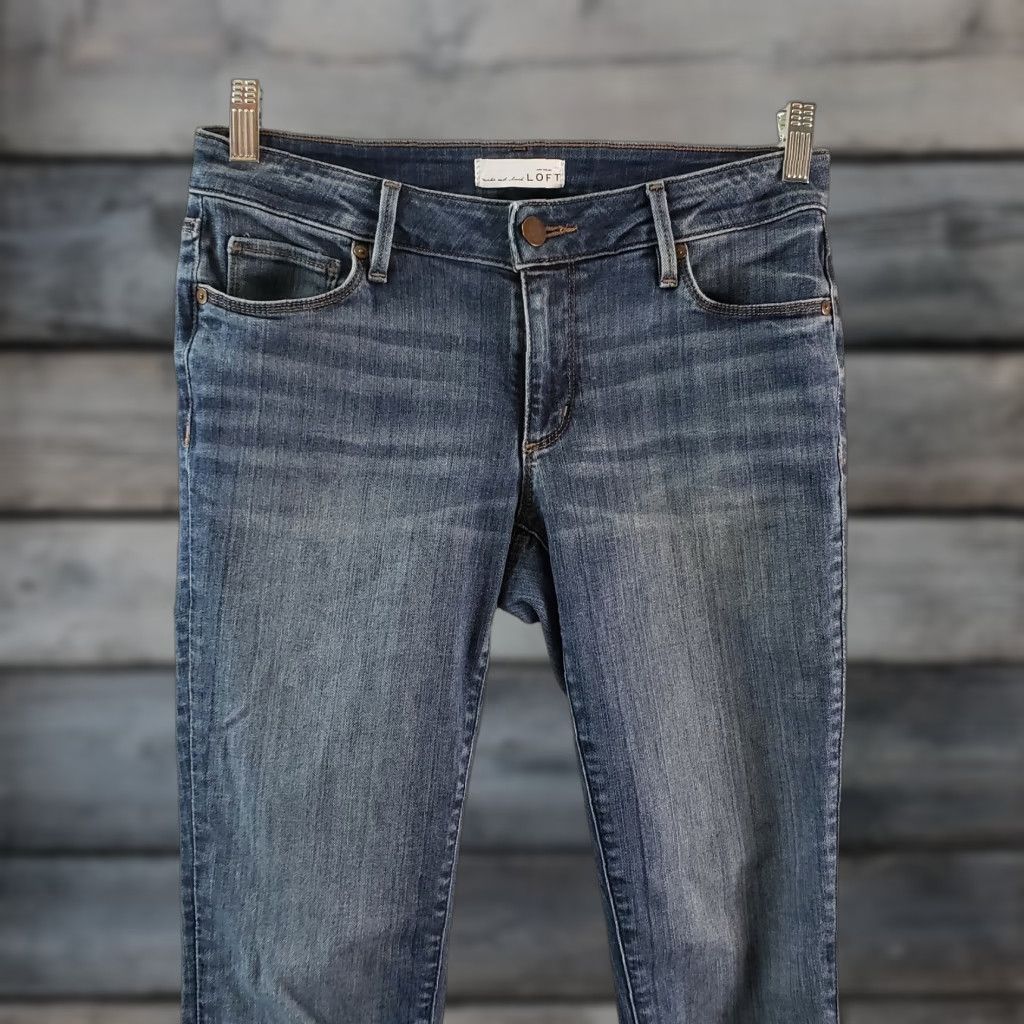 Loft Ann Taylor LOFT Womens Curvy Skinny Jeans Sz 4 Blue Medium Wash Low Rise Size 27" / US 4 / IT 40 - 1 Thumbnail