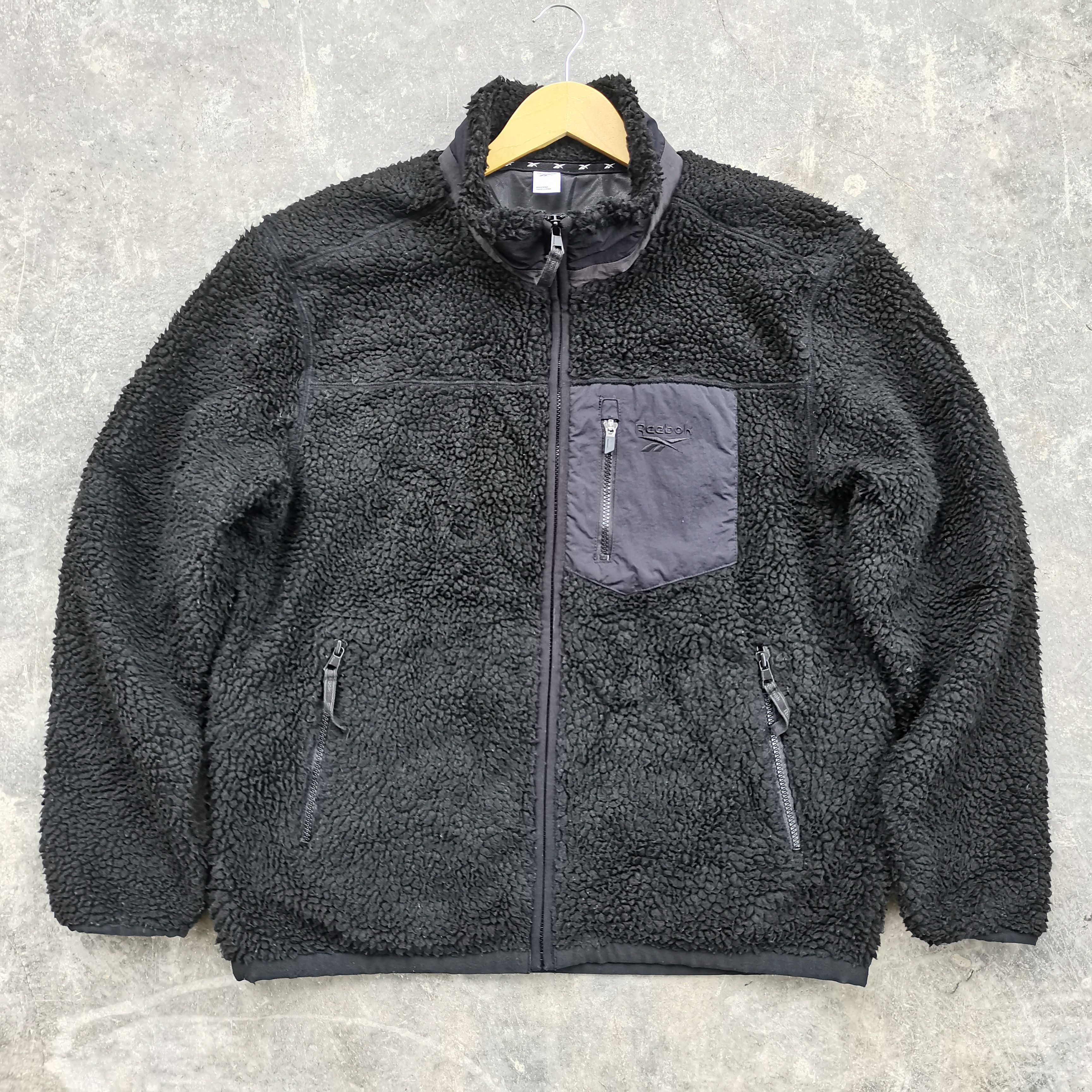 image of StealsReebok Fleece Zipper Up Jacket in Black, Men's (Size XL)