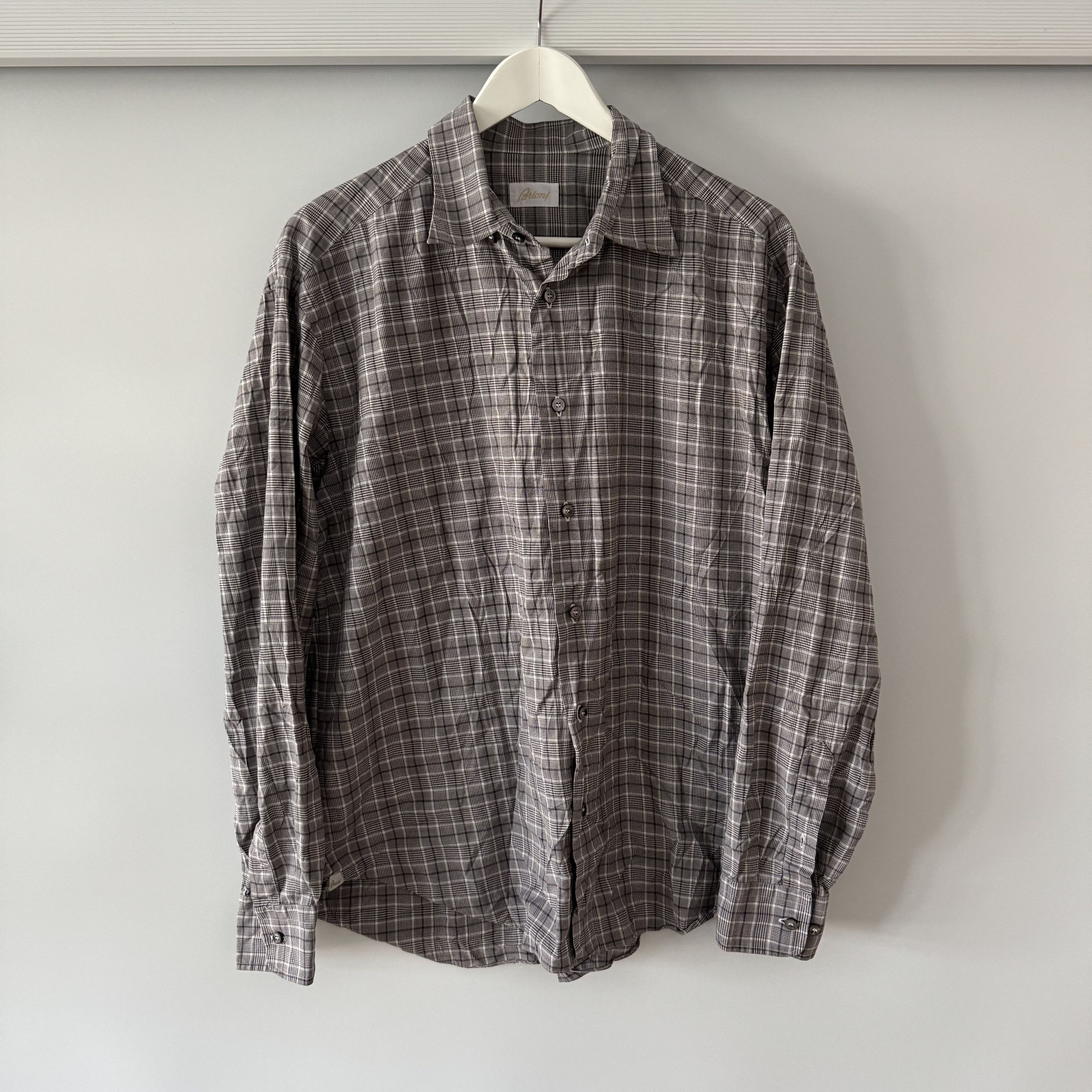 Brioni Men's Brioni Check Casual Button Shirt Size XL Size US XL / EU 56 / 4 - 1 Thumbnail