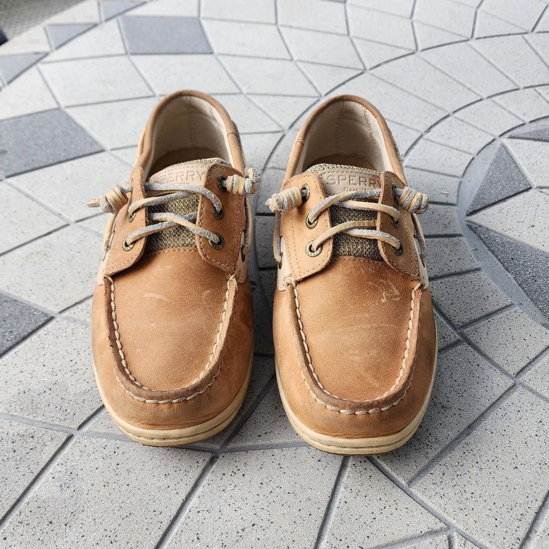 Sperry Sperry Songfish Linen Oat Leather Top Sider Boat Shoes 8 Size US 8 / IT 38 - 5 Thumbnail
