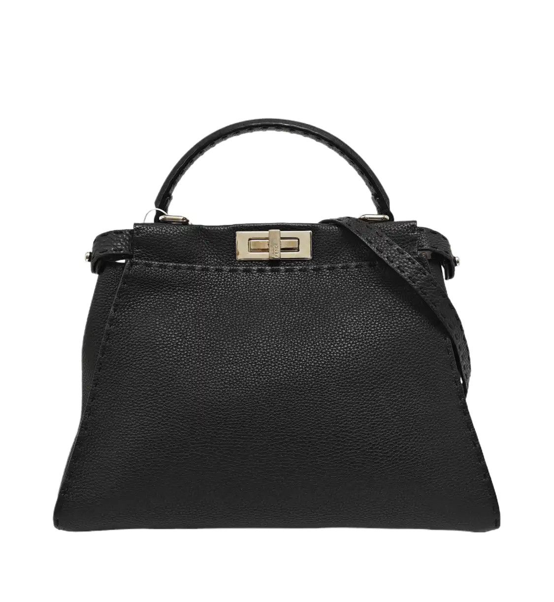 Fendi FENDI Peekaboo Essential black cowhide leather shoulder bag handbag silver hardw Size ONE SIZE - 1 Thumbnail