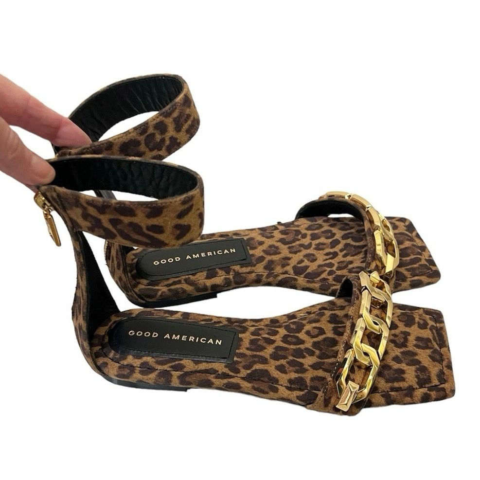 Good American Good American leopard ankle strap sandal with gold chain NEW Size US 5.5 / IT 35.5 - 5 Thumbnail