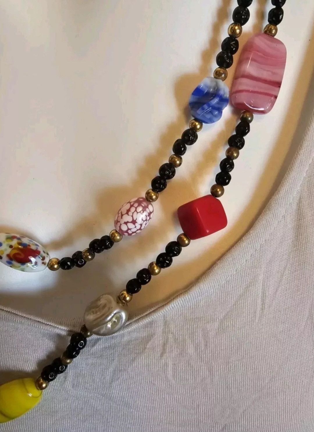 Handmade Antique Vintage 53" Lampwork Glass Beads Flapper Necklace Size ONE SIZE - 8 Thumbnail
