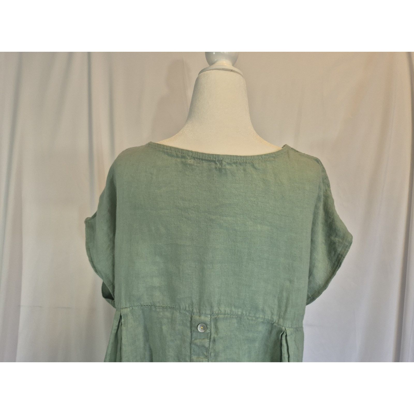 Other Terzo Millennio Womens Green Linen Top Medium Italy Size M / US 6-8 / IT 42-44 - 5 Thumbnail