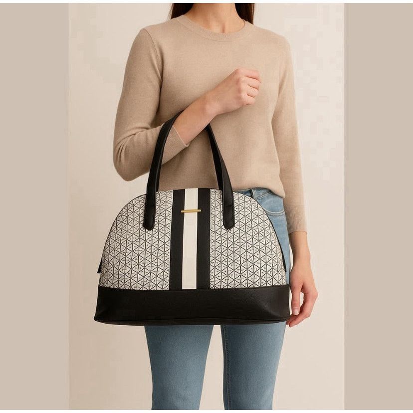 Other Modern Geometric Time and Tru Black White Satchel Bag Set Size ONE SIZE - 1 Thumbnail
