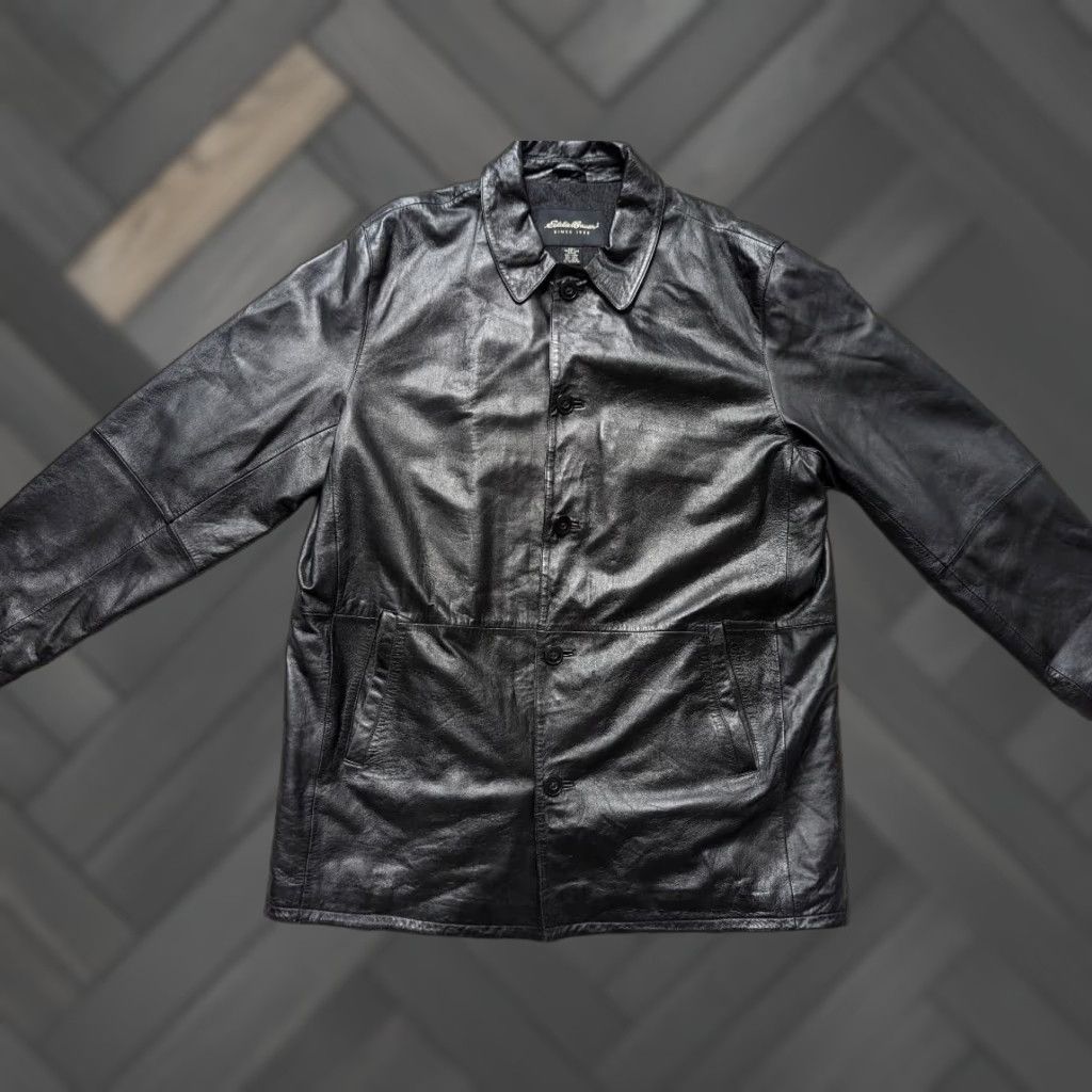 Eddie Bauer VINTAGE Eddie Bauer Leather Car Coat Lambskin XL Black Men Size US XL / EU 56 / 4 - 1 Thumbnail