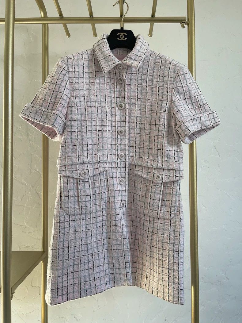 Chanel 25c pink woven dress jacket