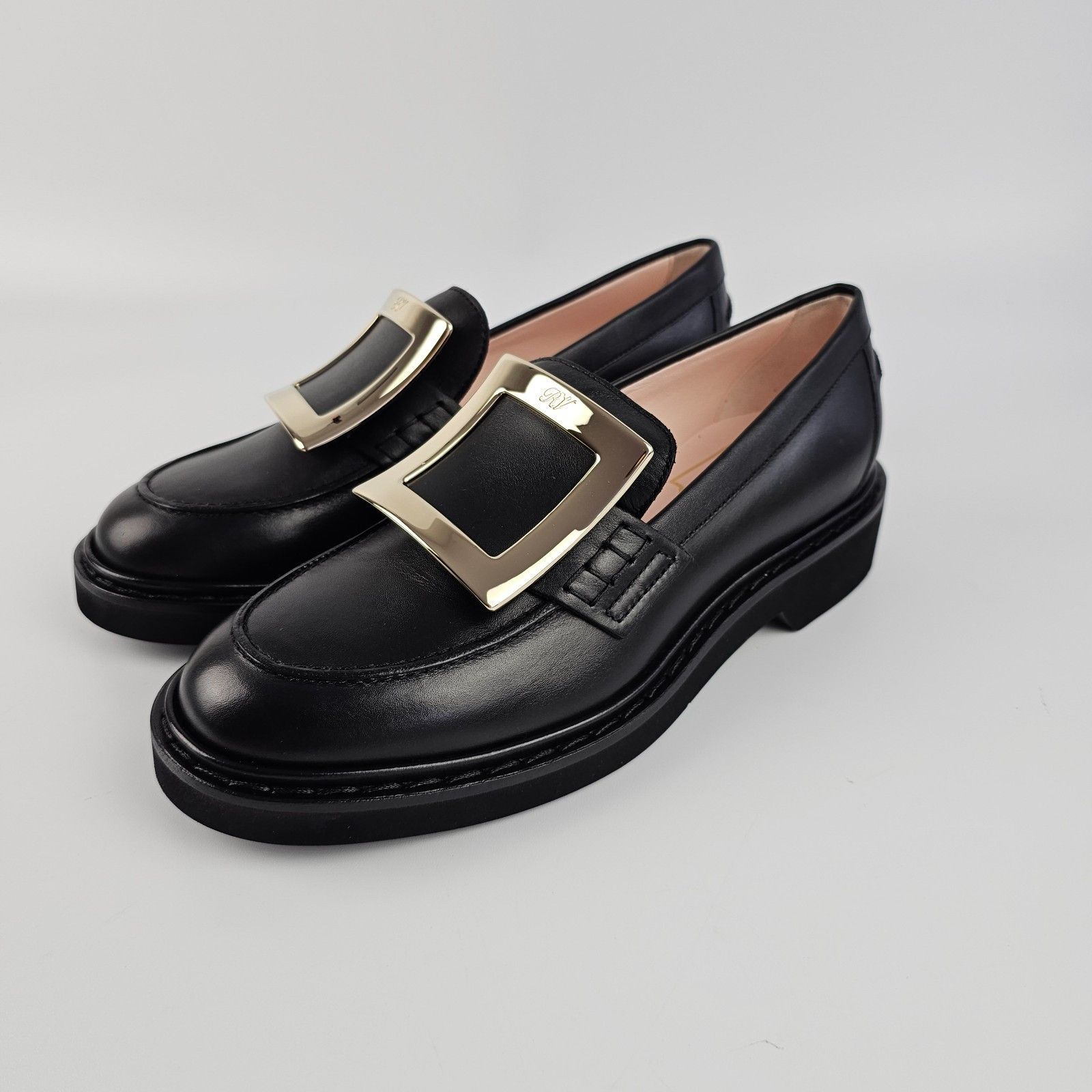 ROGER VIVIER Viv Rangers Black Leather Loafers New