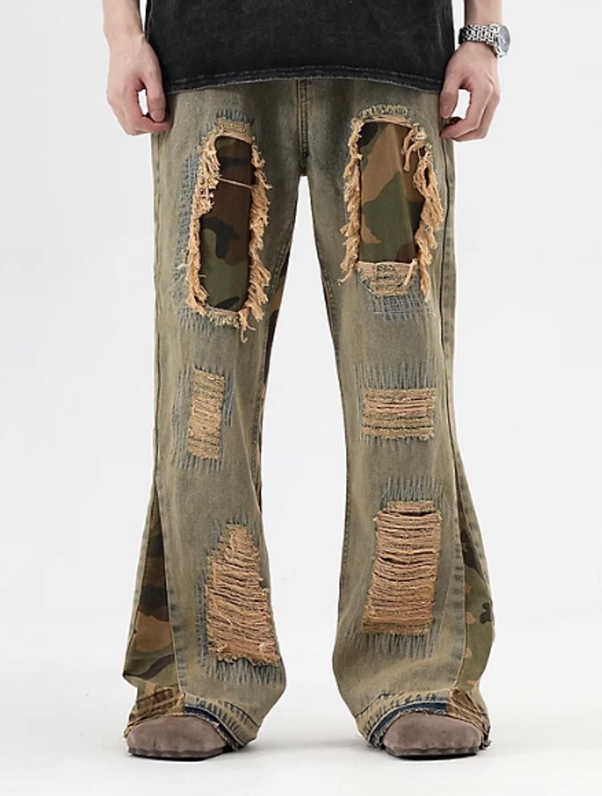 Japanese Brand Flared Camo Patch Jeans Size US 30 / EU 46 - 2 Thumbnail