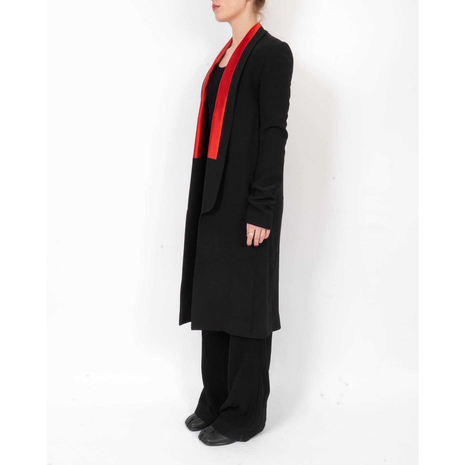 Haider Ackermann SS17 Overcoat in Black Wool with Red Contrast Collar Size XS / US 0-2 / IT 36-38 - 3 Thumbnail