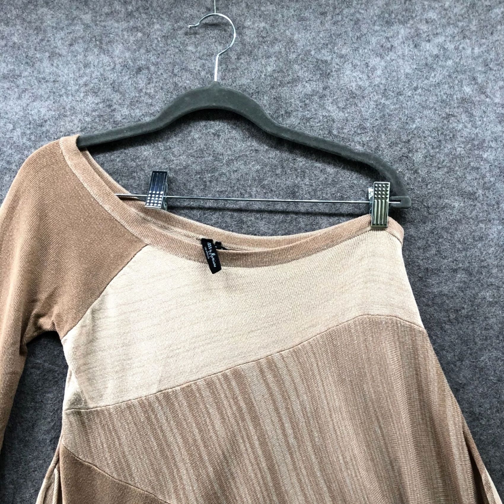 Guess GUESS Sweater Womens M Beige Brown Off Shoulder Lightweight Asymmetric Size M / US 6-8 / IT 42-44 - 3 Thumbnail