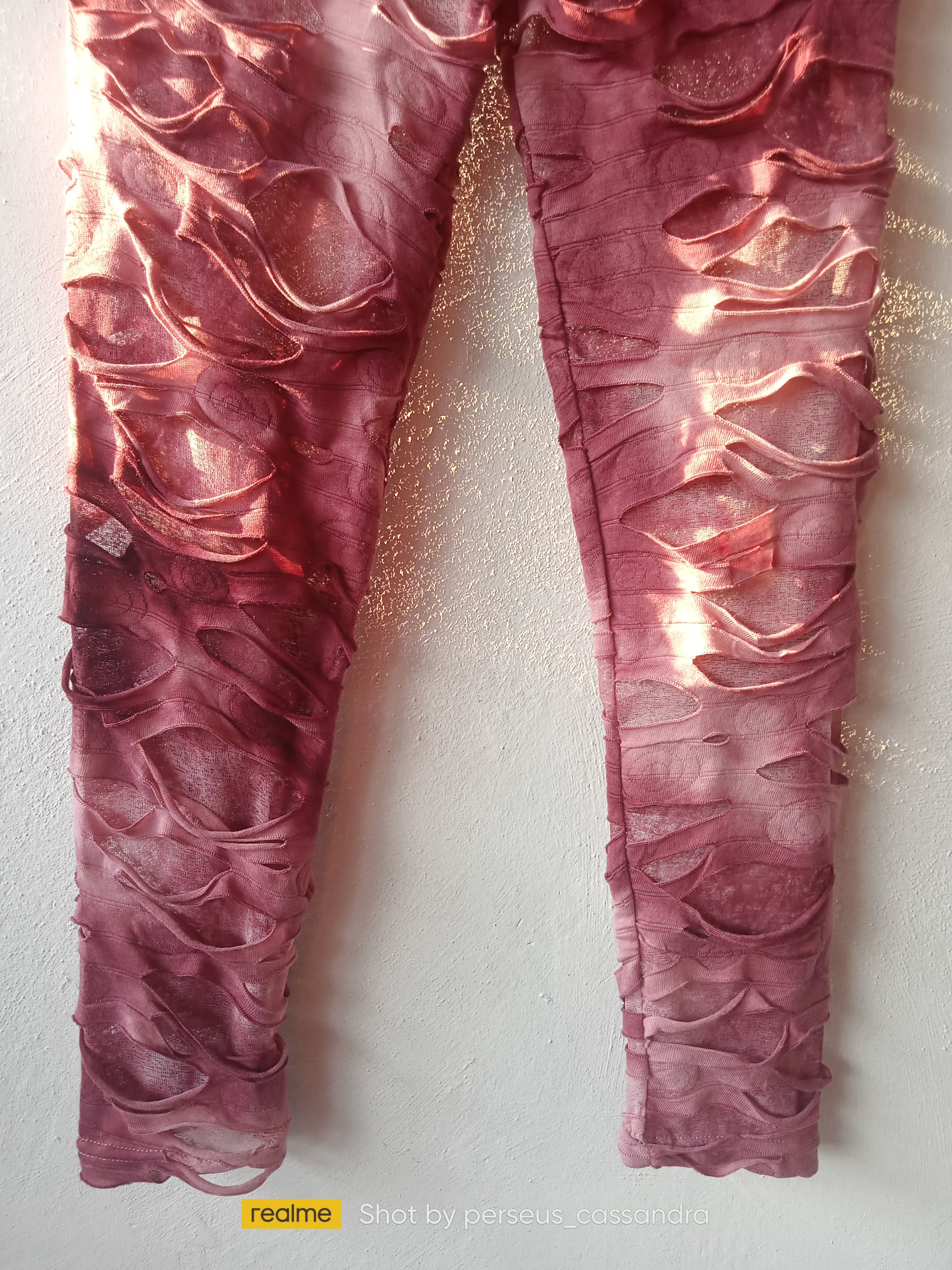 Japanese Brand Distressed Ripped Mesh Legging Pants Size 29" - 6 Thumbnail