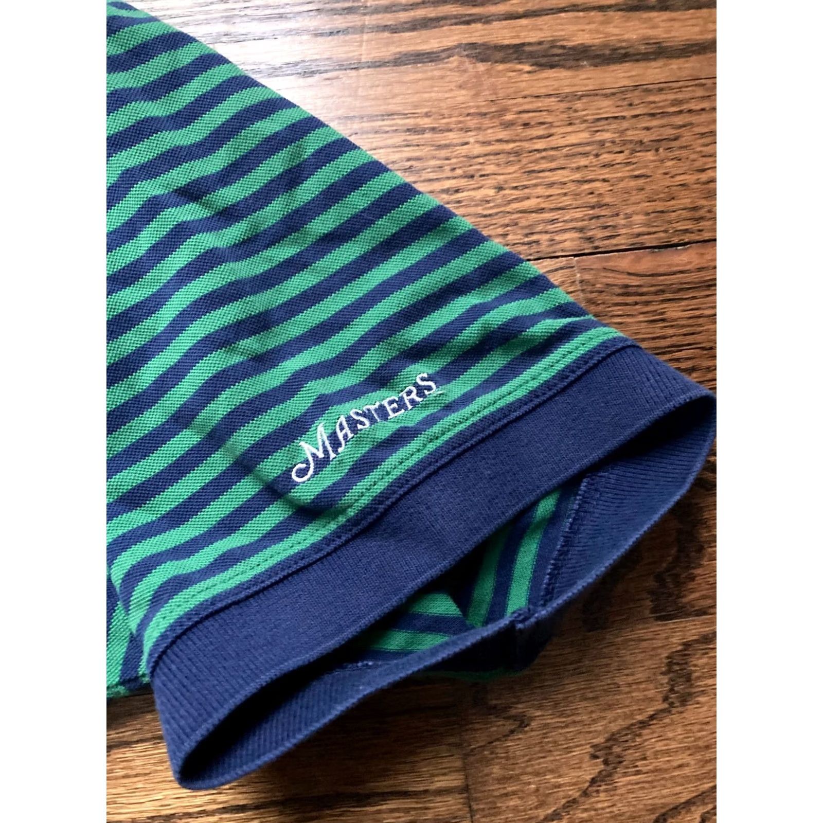Vintage Masters Collection Polo Shirt Mens L Green Striped Golf Polo Shirt, Short Sleeve, Collared, 100% Cotton, Regular Fit, Masters Collection, Size L Size US L / EU 52-54 / 3 - 6 Thumbnail
