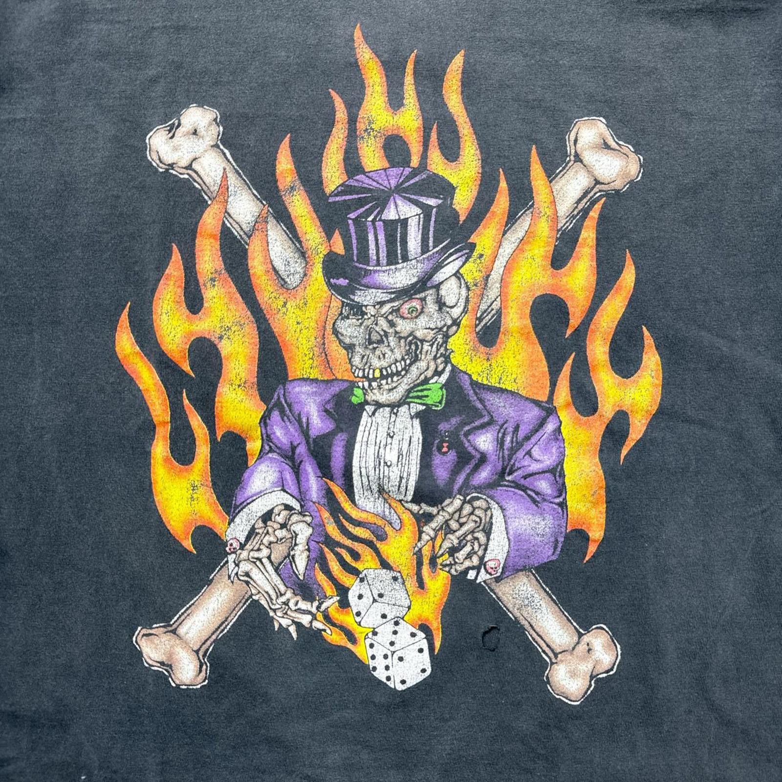 Other Six Flags Vodoo Skull Faded Flame Long Sleeves 90s T-Shirt Size L / US 10 / IT 46 - 2 Thumbnail