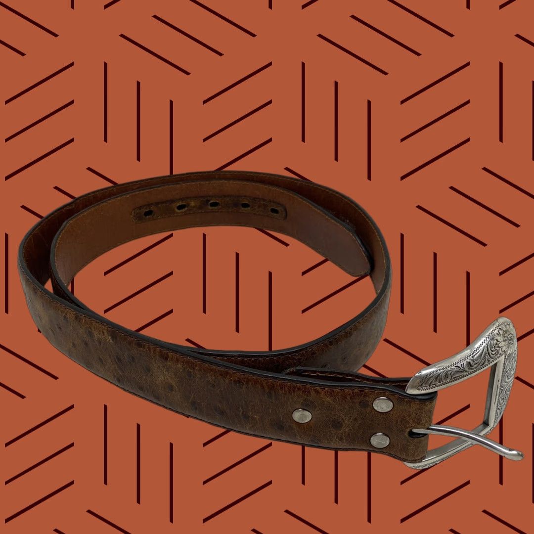 Vintage VINTAGE Nocona Belt Mens 42 Leather Brown Ostrich? Unisex Cowboy Rodeo Nocona Belt Mens 42 Leather Brown Ostrich? Size 42 - 1 Thumbnail