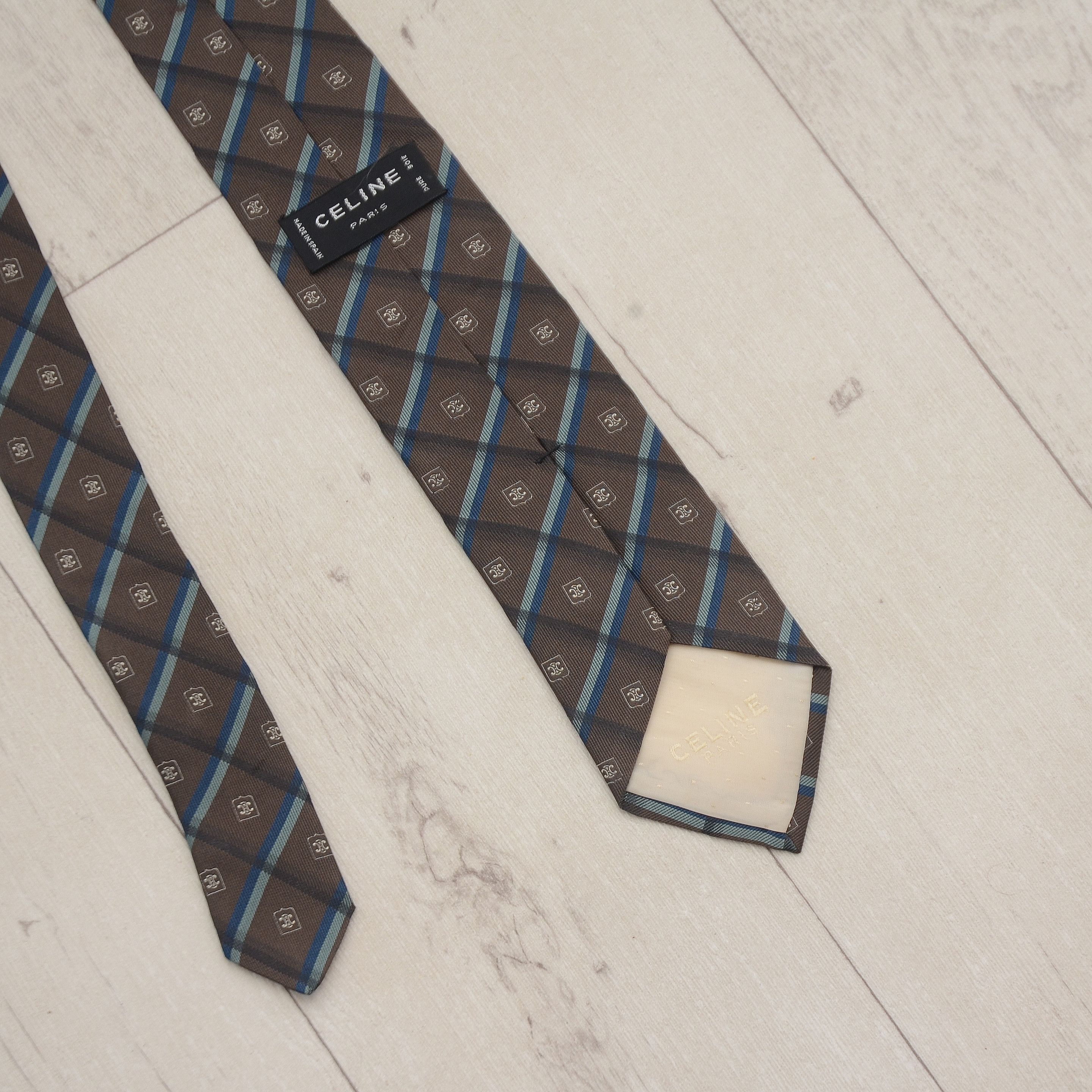 Celine × Vintage ❗️RARE Celine Paris Luxury 100% Silk Tie Vintage Monogram Size ONE SIZE - 10 Thumbnail