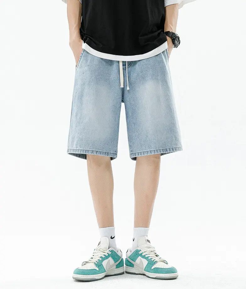 Japanese Brand × Jean Blue Vintage Loose Straight Casual Denim Shorts Size US 32 / EU 48 - 1 Thumbnail