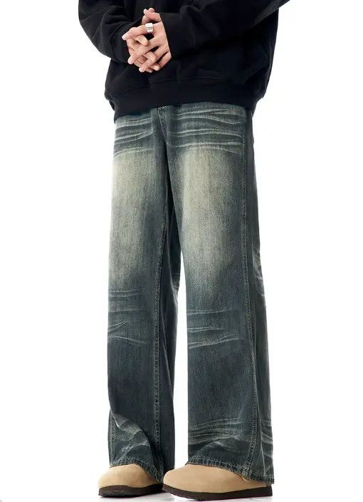 Japanese Brand Retro straight washed loose wide-leg versatile flared jeans Size US 32 / EU 48 - 3 Thumbnail