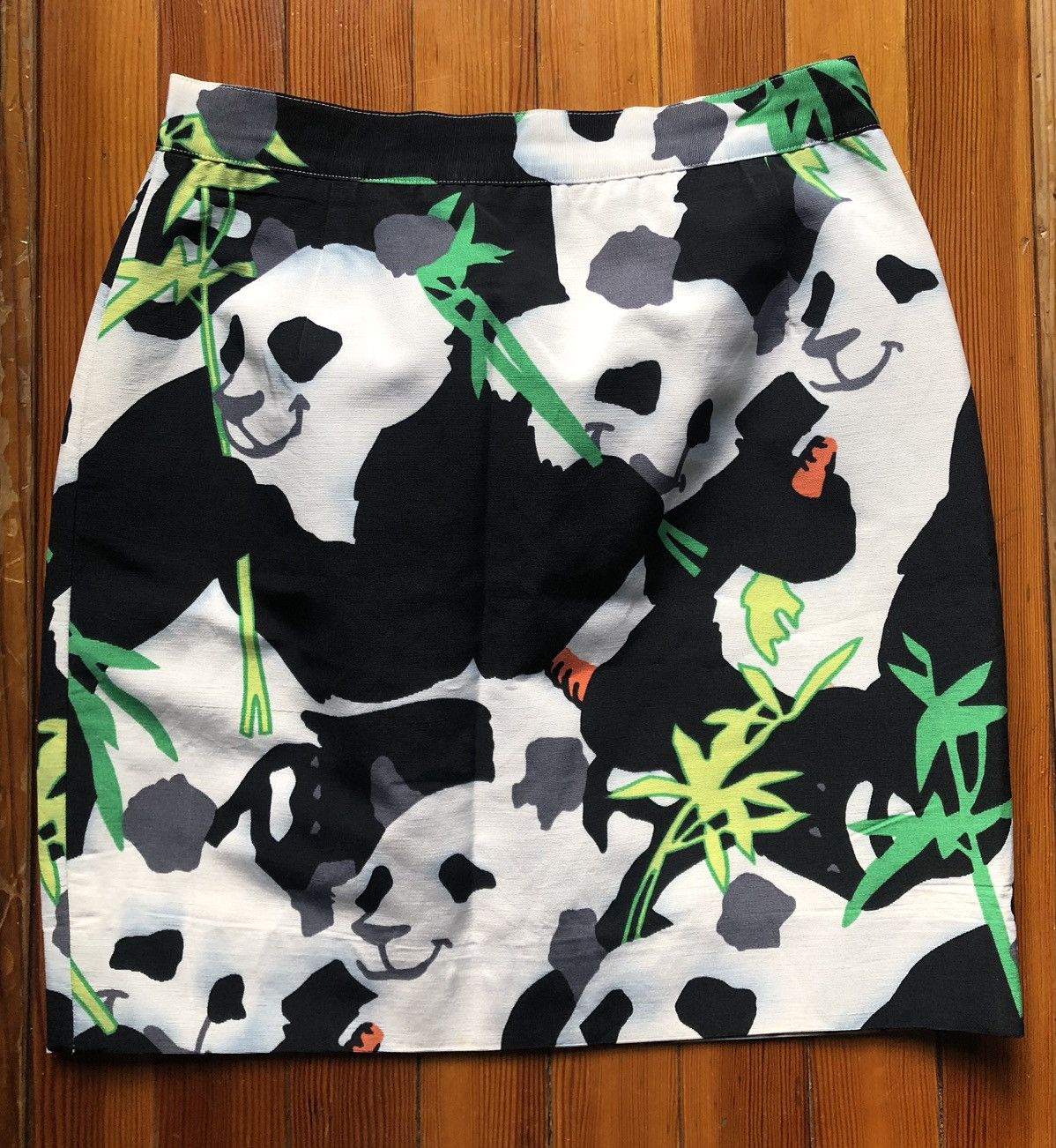 image of Vintage Iceberg Panda Print Nylon Skirt in Black/White, Women's (Size 30)