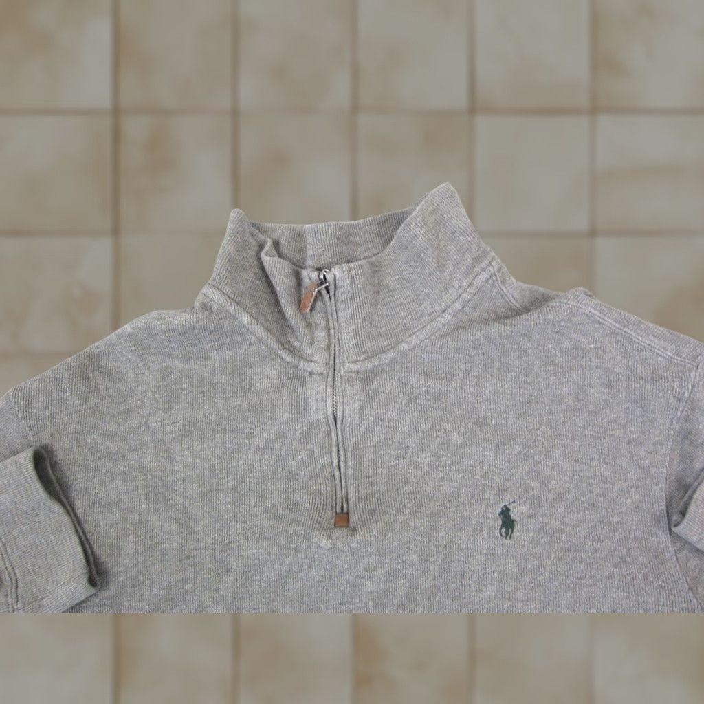 Polo Ralph Lauren Polo Ralph Lauren Sweater Shirt XL Gray 1/4 Zip Cotton Pony Mens Pullover Vintage (if Vintage applies) Size US XL / EU 56 / 4 - 1 Thumbnail