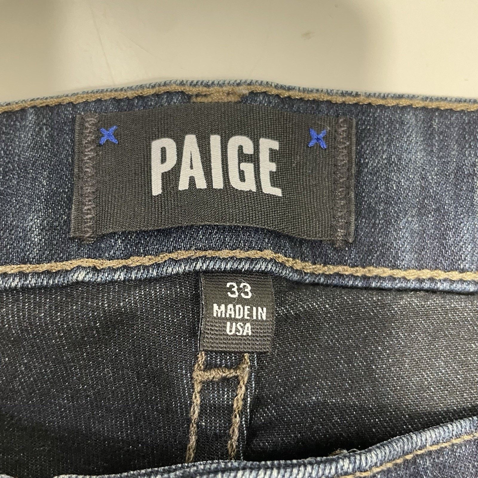 Paige PAIGE Federal Slim Straight Leg Jeans Dark Indigo Blue 33 Size US 33 - 6 Thumbnail