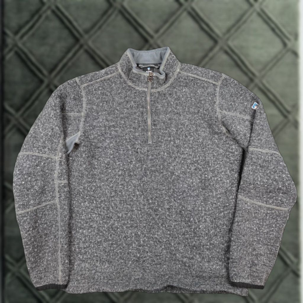 Vintage KÜHL Sweater Mens Medium Thermo Kore Half Zip Pullover Temperature Regulating Mock Neck Knit 1/4 Zip Gray Solid Hiking Size US M / EU 48-50 / 2 - 1 Thumbnail