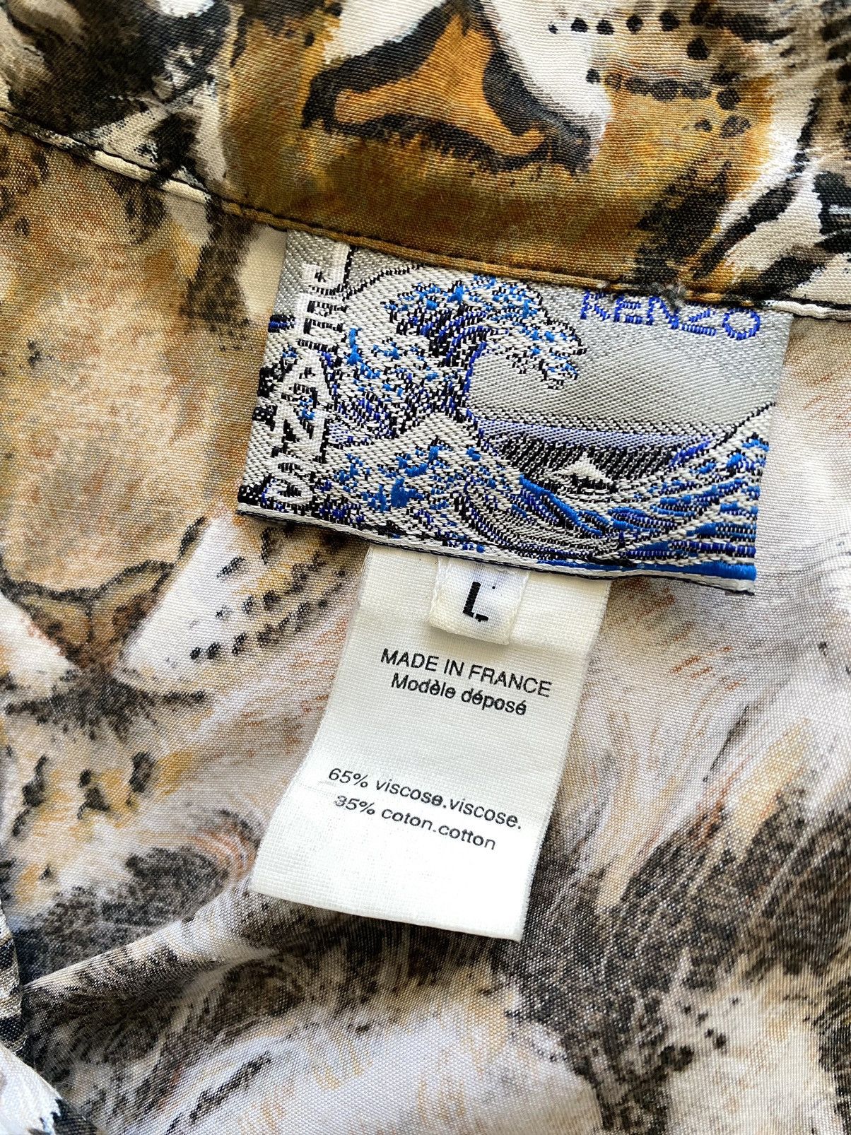 Kenzo Vintage Kenzo Jeans Wave tiger fullprint zip runway shirt Size L / US 10 / IT 46 - 2 Thumbnail