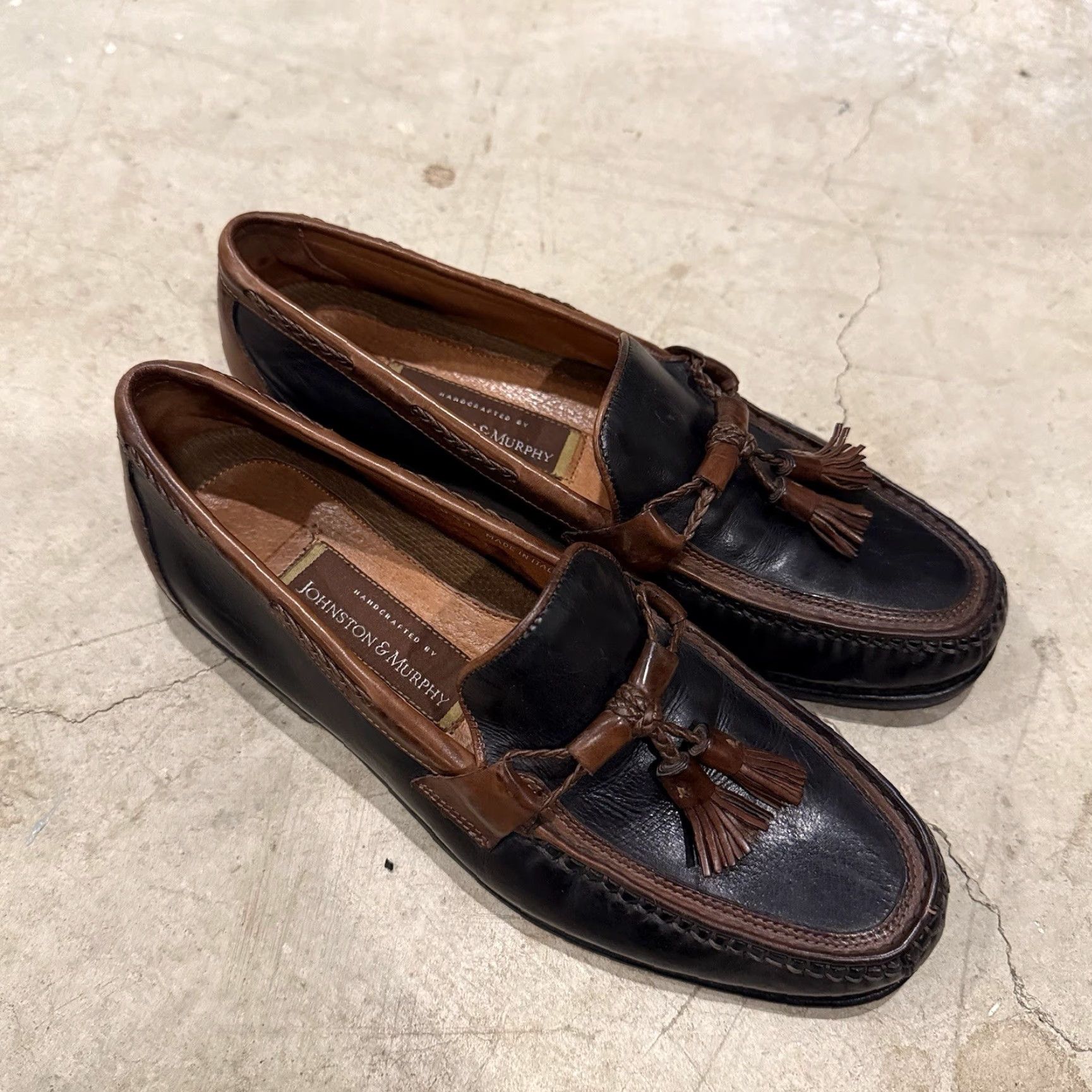 Johnston & Murphy Johnston & Murphy Aragon II Kiltie Tassel Loafers Black/Antique 8.5 M Mens Leather Slip On Loafer Size US 9 / EU 42 - 2 Thumbnail