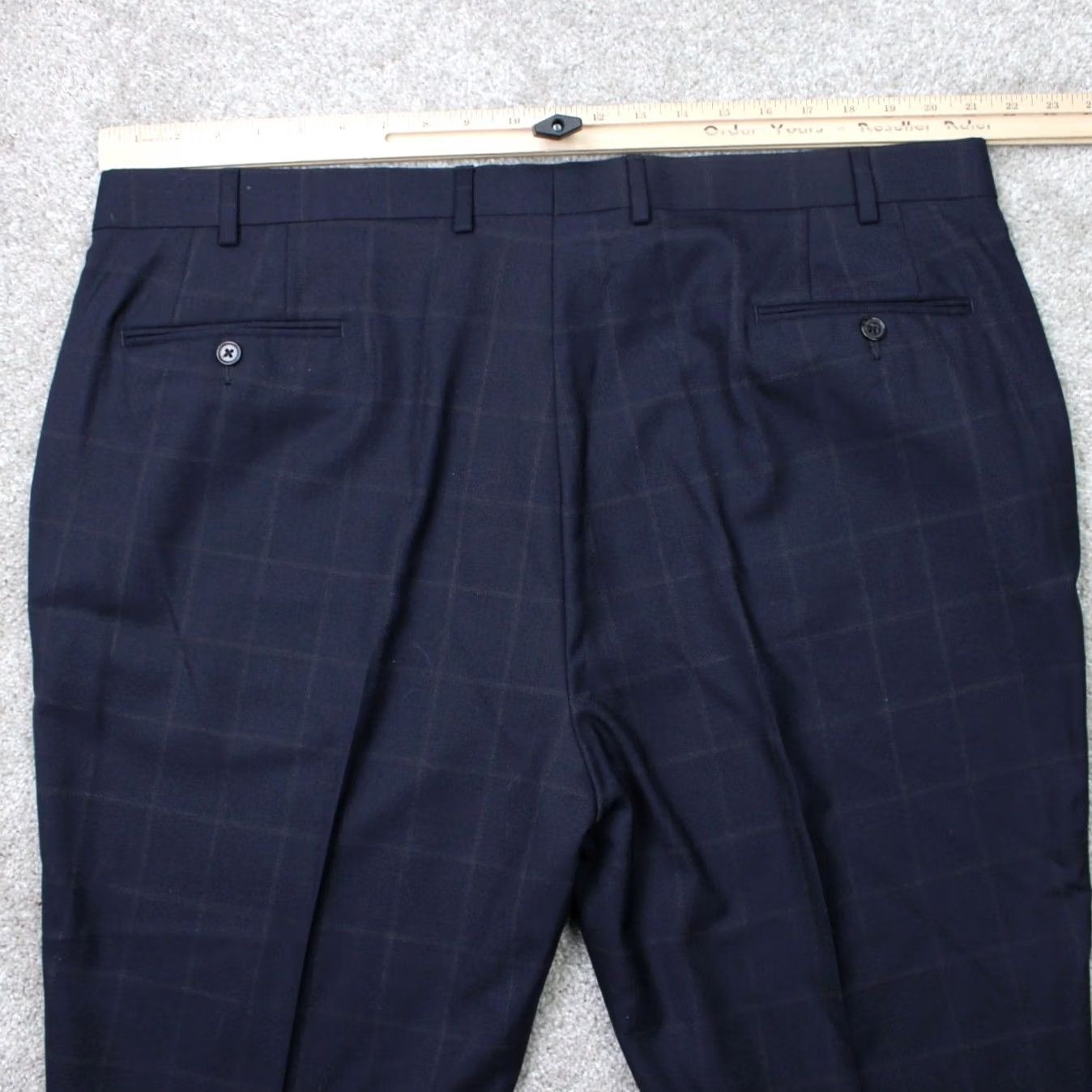 Ralph Lauren LAUREN Ralph Lauren Pants Mens 42x32 Blue Windowpane Wool Polyester Flat Front Dress Pants Regular Rise Straight 42 in Inseam 32 in Size US 42 / EU 58 - 7 Thumbnail