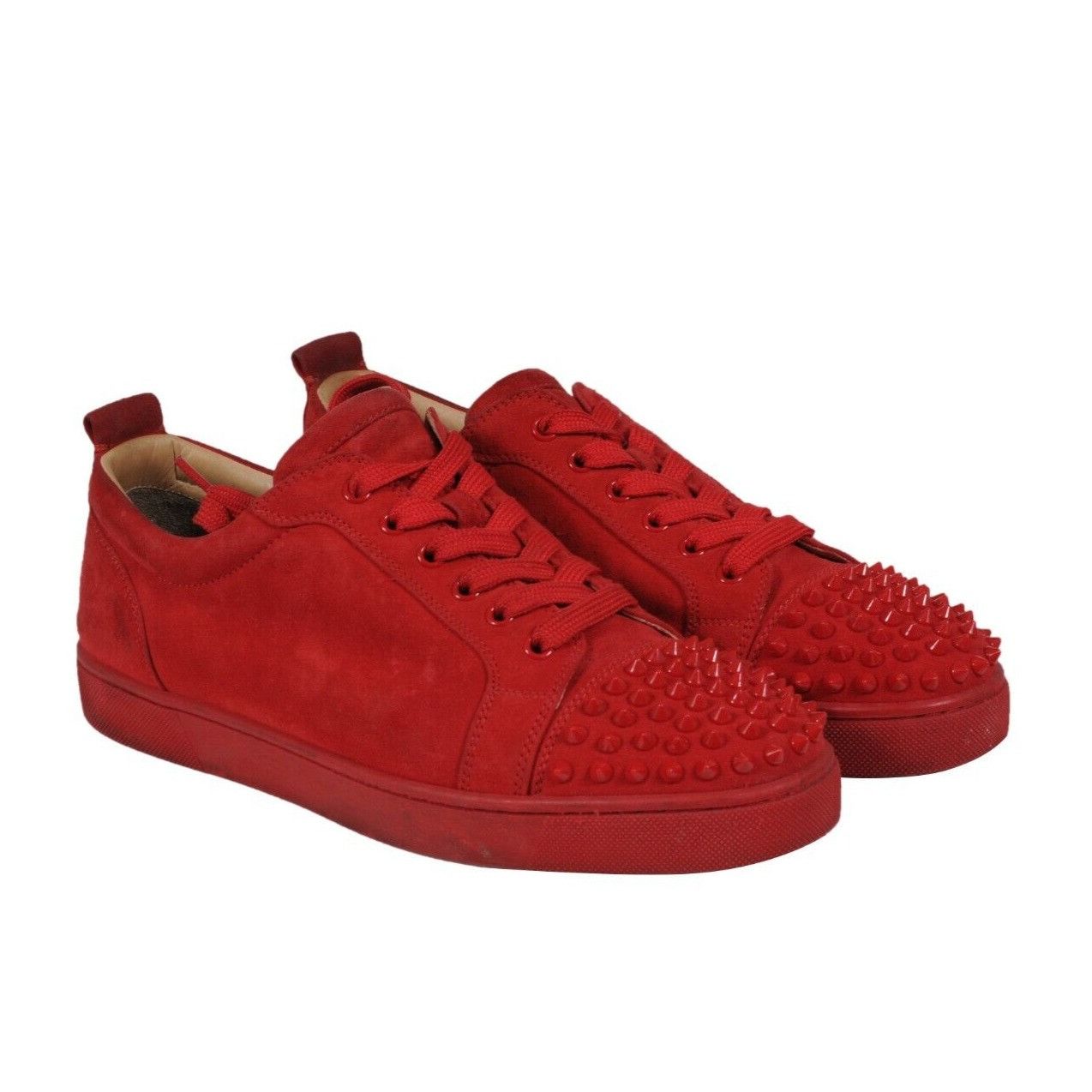Christian Louboutin Louis Jr's Red Spike Suede Trainers Sneakers Low Top Size US 9 / EU 42 - 11 Thumbnail