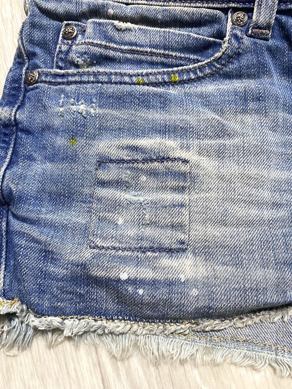Faith Connexion Women’s Destroyed Washed Paint Splatter Denim Mini Shorts Size 25" / US 0 / IT 36 - 10 Thumbnail