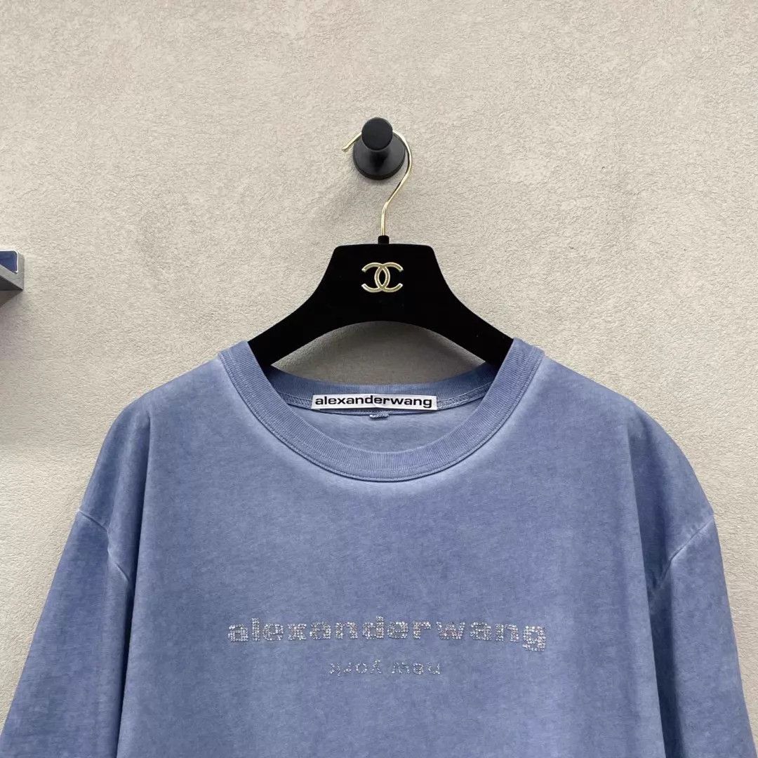 Alexander Wang Alexander Wang Mist Blue Crystal Logo Tee S Size US S / EU 44-46 / 1 - 4 Thumbnail