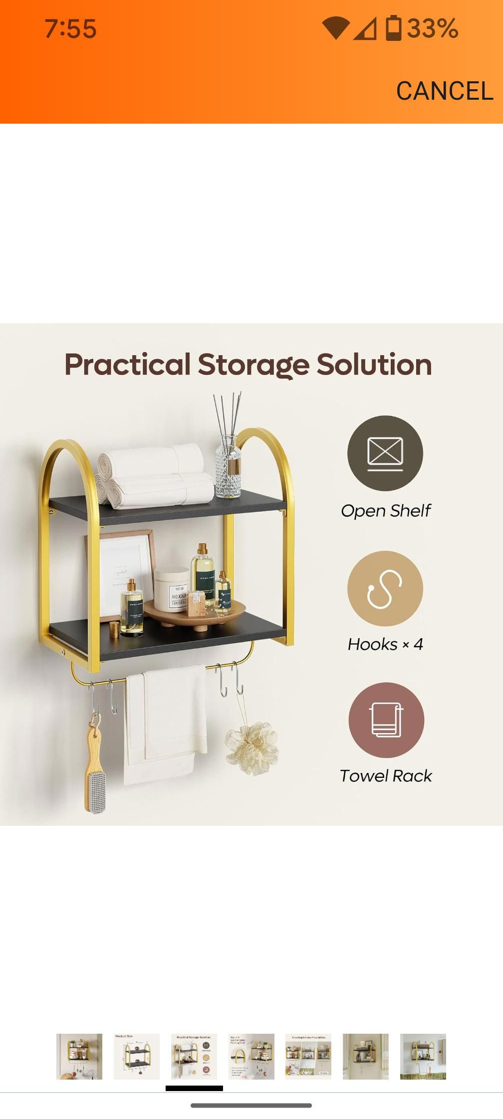 NBDN Nobrandedon Black Floating Shelves for Wall, 2 Tier Black Shelves, Gold Size ONE SIZE - 5 Thumbnail