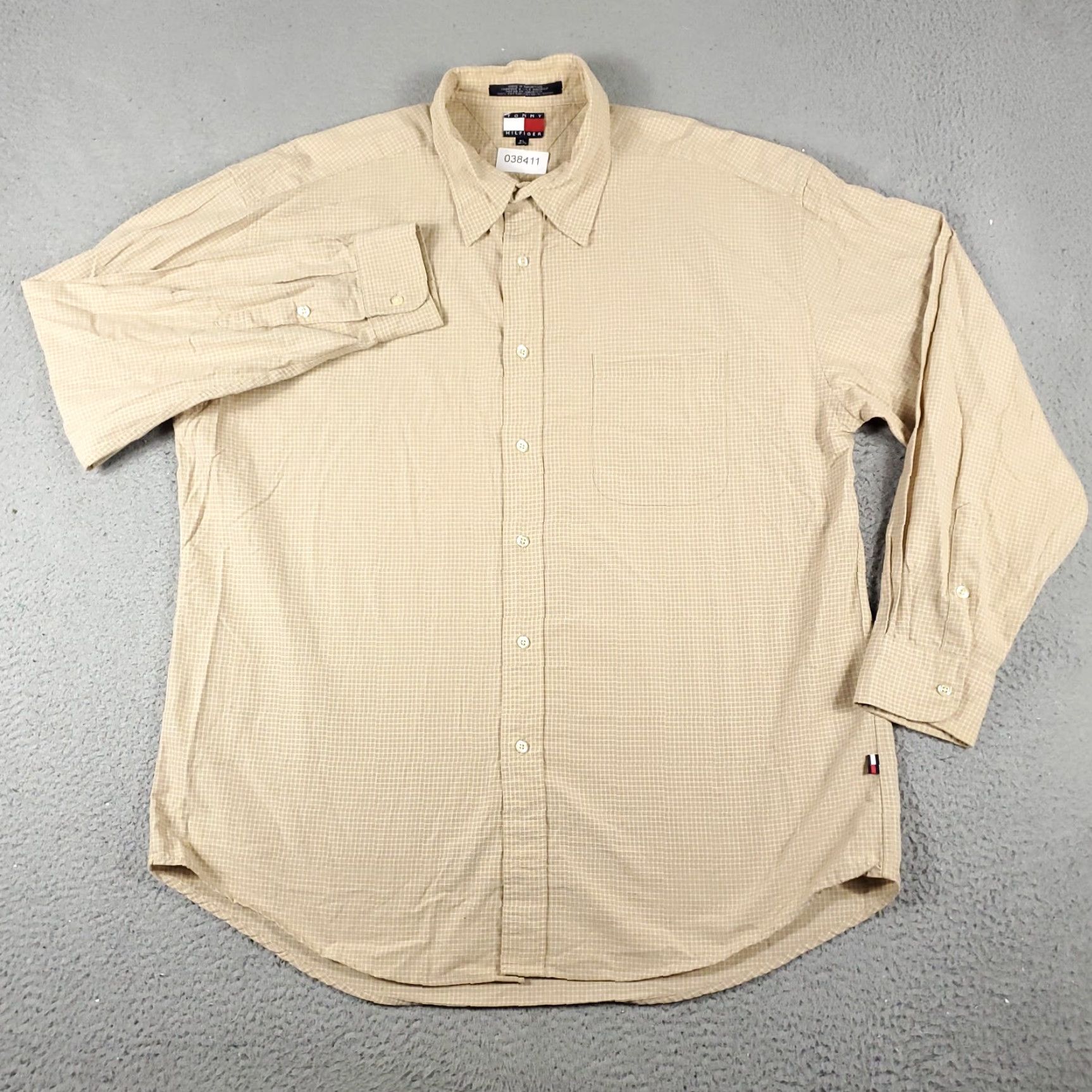 Tommy Hilfiger Tommy Hilfiger Shirt Mens XL Beige Check Button-Up Long Sleeve Casual Mens Size US XL / EU 56 / 4 - 2 Thumbnail